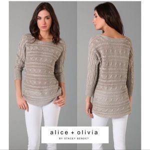 Alice +Olivia knitted Taupe sweater shirt